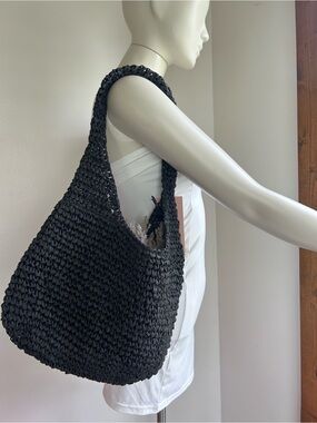 Expressions Black Woven Knit Tote - Women Sweaters